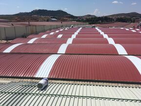 3.500 m de rehabilitacin de cubierta curvada multicapa para DS Smith en Andorra (Teruel) - Espaa