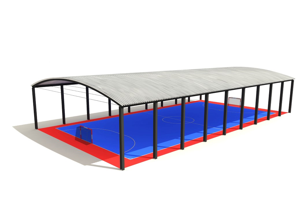 cubierta curvada para instalaciones de pistas de FUTBOL con cubierta curvada INCO 70.4