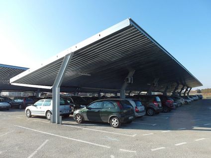 Parkings covered with solar panels in Montpellier- France
